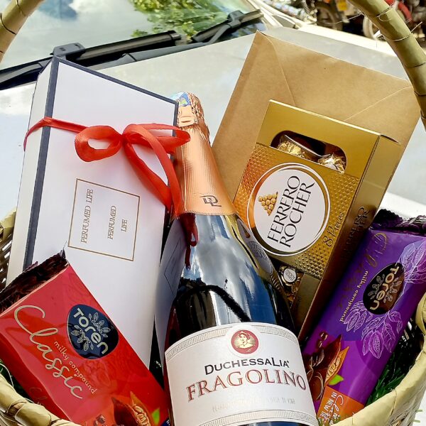 Chocolate and Wine Basket.